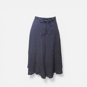 Y2K Navy & White Polka Dot Midi Skirt French Girl Boho